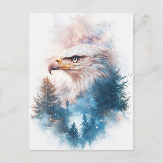 White Eagle and Evergreen Forest Sunset Postcard (Front)