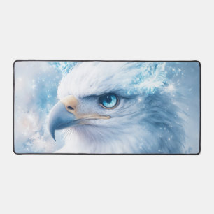 White Eagle Vibrant Blue Eye Frost Fantasy Desk Mat
