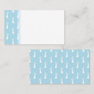 White Easter Bunny Rabbit Ears Pastel Blue Spring Place Card