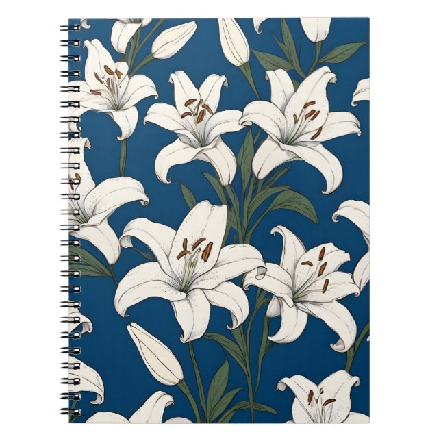White easter lilies pattern notebook (Front)