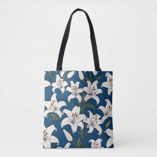 White easter lilies pattern tote bag