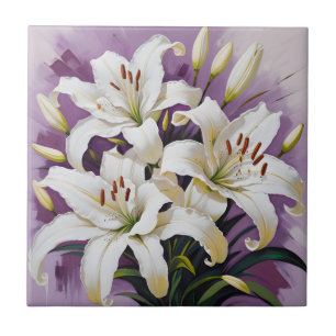 White easter lilies tile