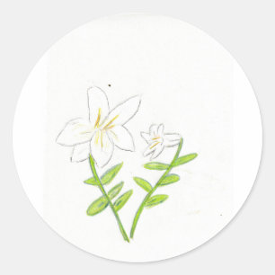 White Easter Lily  Classic Round Sticker