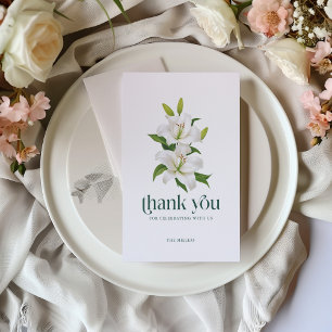 White Easter Lily Retro Typography Thank You Card