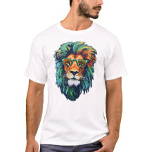 White Editable Man T-Shirt - Lion