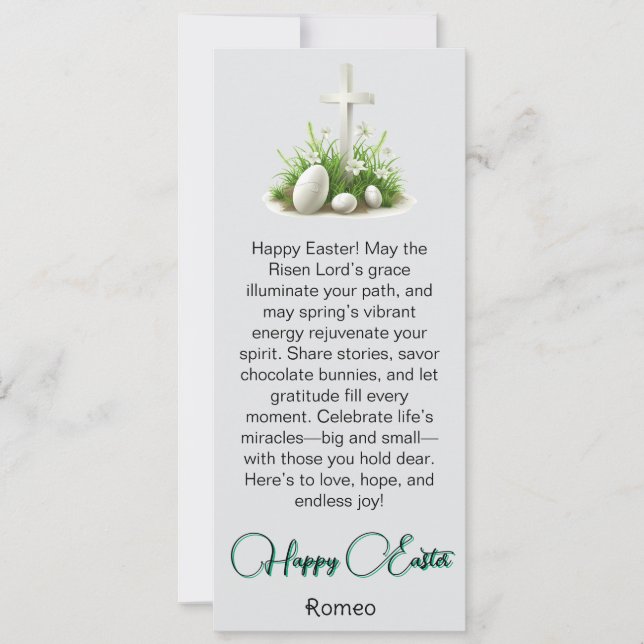 White Egg Cross Happy Easter Card (Front)