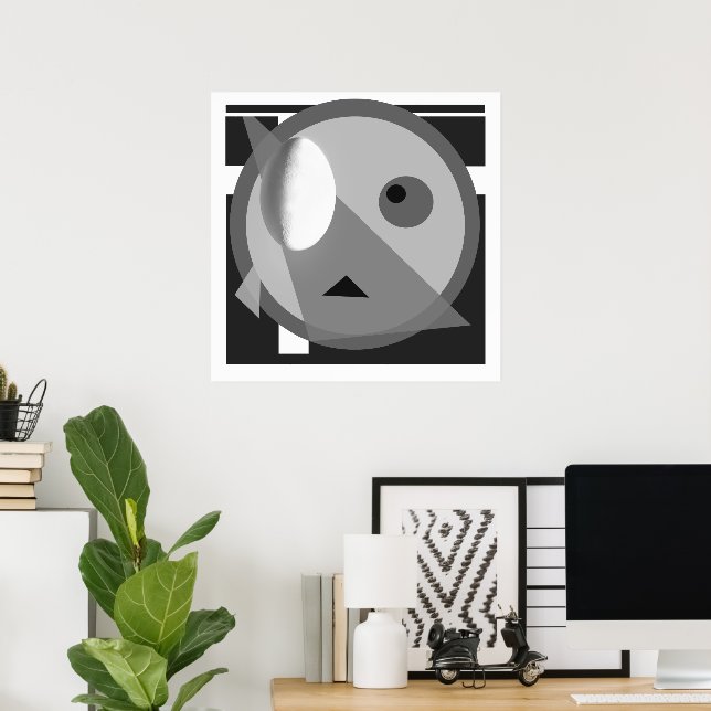 White Egg Modern Bauhaus Design Black White Poster (Home Office)