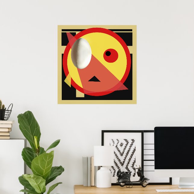 White Egg Modern Bauhaus Design Poster (Home Office)