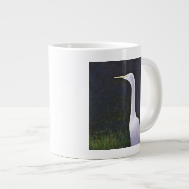 White Egret Large Coffee Mug (Front Right)