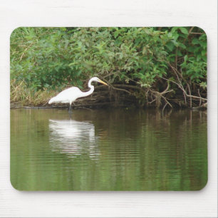 White Egret Mouse Pad