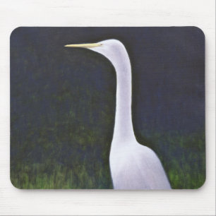 White Egret Mouse Pad