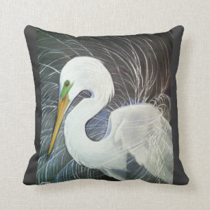 White Egret Pillow