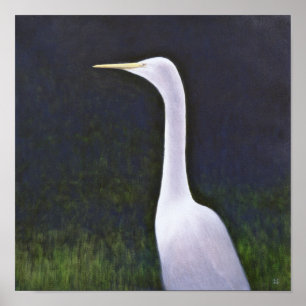 White Egret Poster