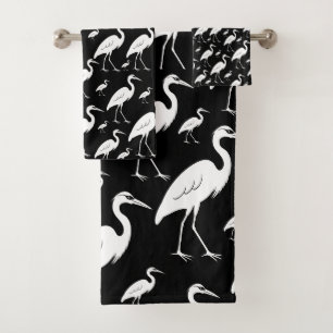 White egrets bath towel set