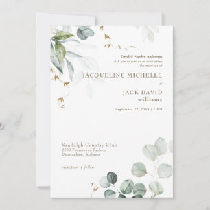 White Elegance Bride Parents Wedding Invitation
