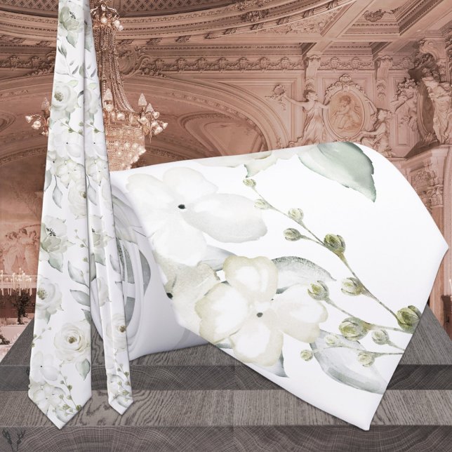 White Elegance First Spring Florals Wedding Tie (Creator Uploaded)