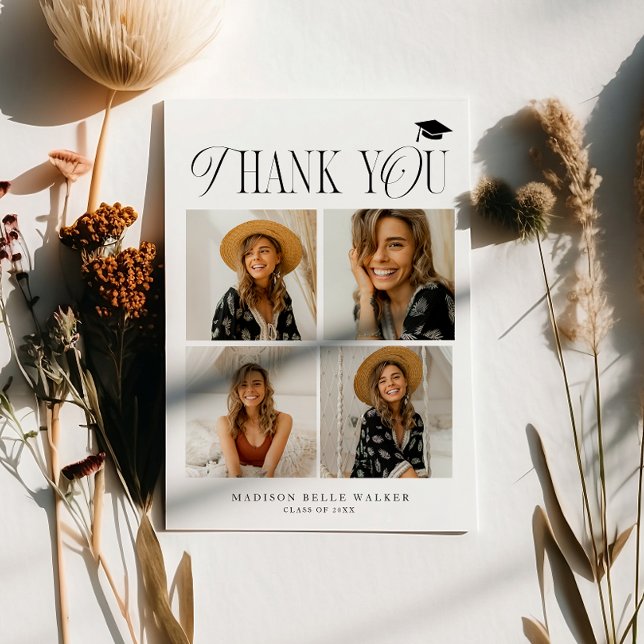 White Elegance Graduation Thank You Photo Collage (Creator Uploaded)