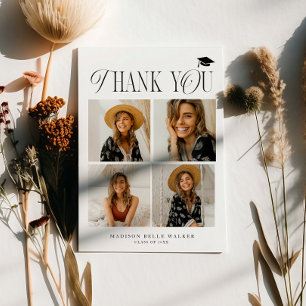 White Elegance Graduation Thank You Photo Collage