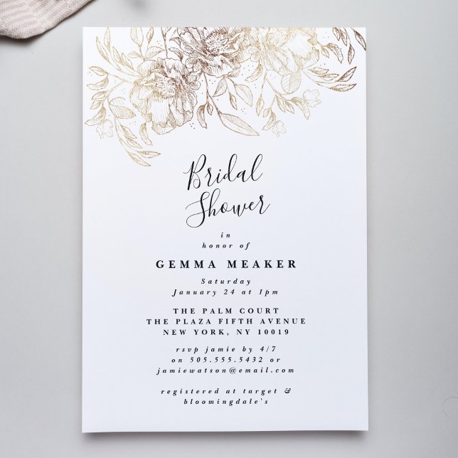 White Elegant Botanical Bridal Shower Invitation (Creator Uploaded)