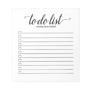 White Elegant Brush Script To Do List Checkbox Notepad