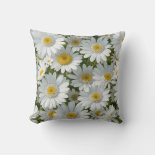 White Elegant Daisies Cushion