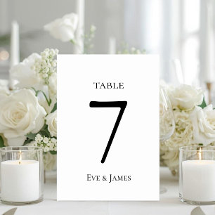 White Elegant Font Modern Formal Wedding Table Number