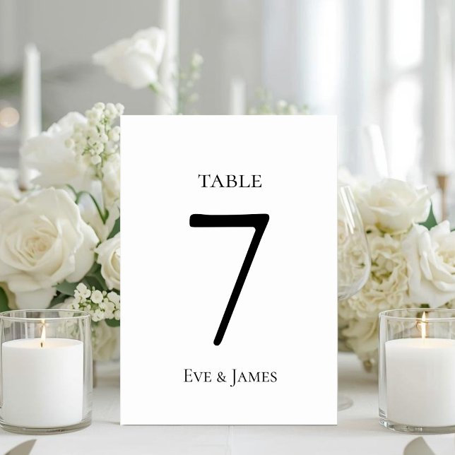 White Elegant Font Modern Formal Wedding Table Number (Creator Uploaded)