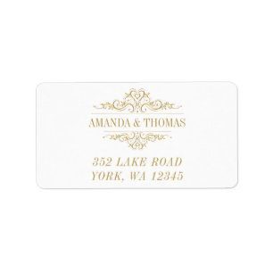 White Elegant Golden Frame Address Labels