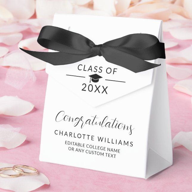 White Elegant Graduation Class 2025 Congrats Grad Favour Box (Wedding)