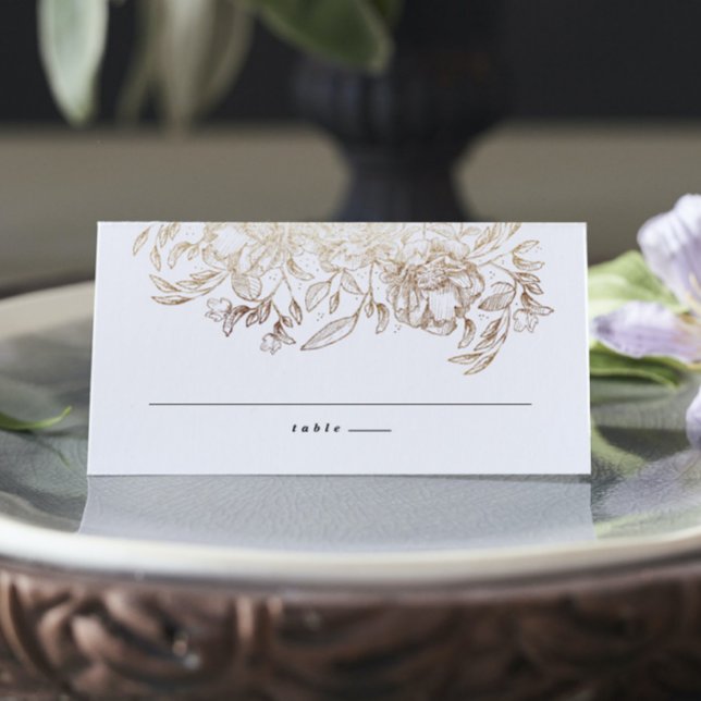 White Elegant Hand Drawn Botanical Wedding Escort Place Card (Creator Uploaded)