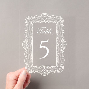 White Elegant Lace Old Money Retro Classy Wedding Acrylic Invitations