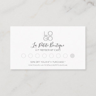 White Elegant Minimal Script VIP Membership Loyalty Card