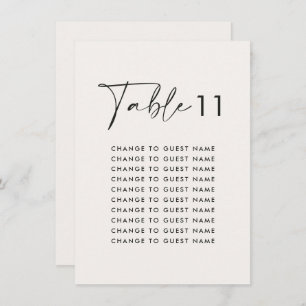 White elegant modern wedding table seating chart