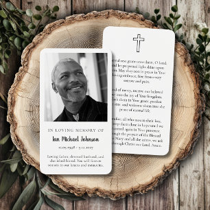 White Elegant Photo Funeral Prayer Card