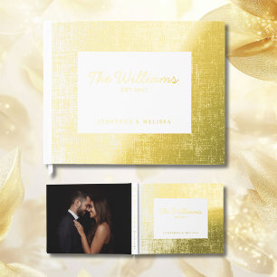 White Elegant Real Foil Guest Book Photo Guestbook