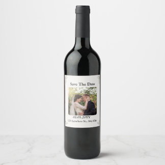 White Elegant Save The Date wine label