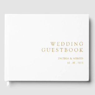 White Elegant Script Minimal Gold Muslim Wedding Guest Book