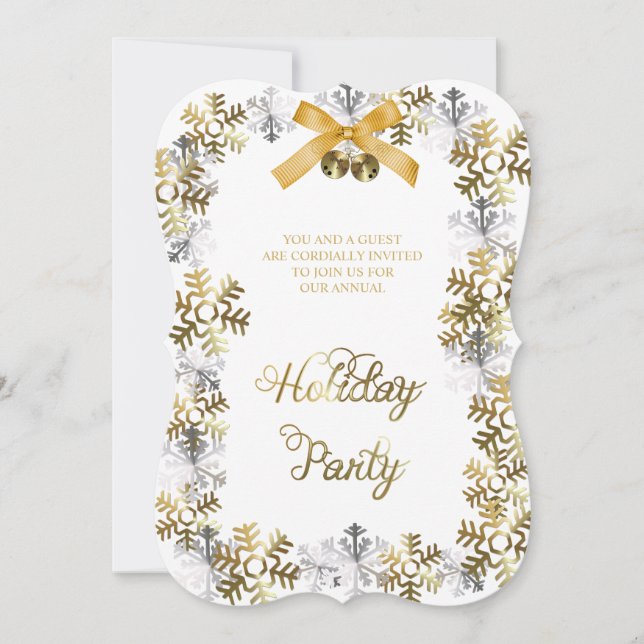White Elegant Snowflake Corporate Party Invite (Front)