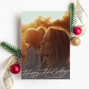 White Elegant Splendour Photo Happy Holiday Card