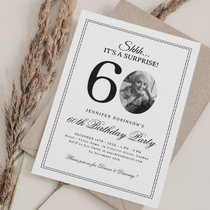 White   Elegant Surprise 60th Birthday Party Invitation