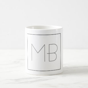 White Elegant Unique Monogrammed Coffee Mug