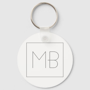 White Elegant Unique Monogrammed Key Ring