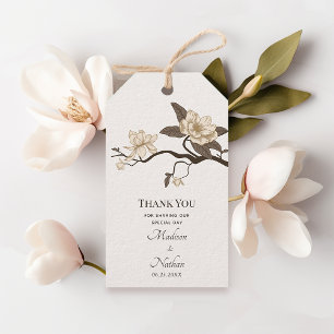 White Elegant Vintage Magnolia Wedding Thank You  Gift Tags