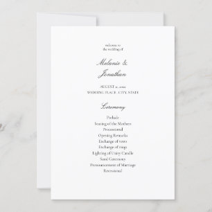 White Elegant Wedding Ceremony Program Invitation