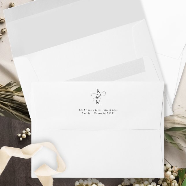 White Elegant Wedding Monogram Envelope (Creator Uploaded)