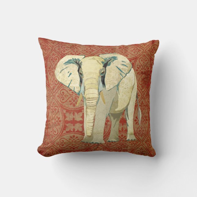 White Elephant Amber Damask Pillow (Front)