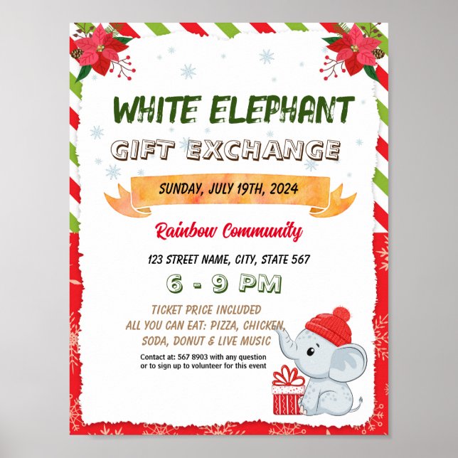 White Elephant Auction Night  template Poster (Front)