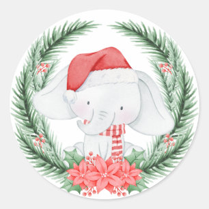 White Elephant Christmas Classic Round Sticker
