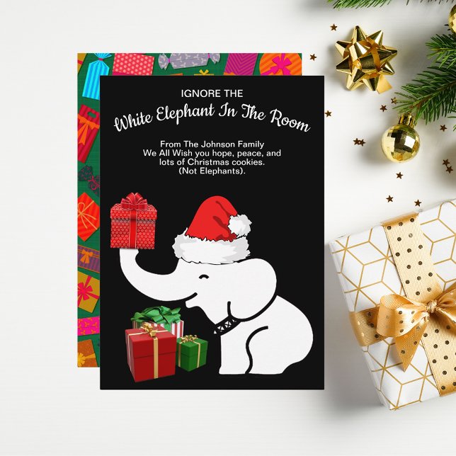 White Elephant Christmas Family Greeting Holiday Card (White Elephant Christmas Family Greeting Holiday Card)