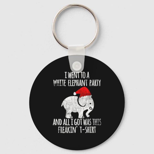White Elephant Christmas Fun Gift Exchange Contest Key Ring (Front)